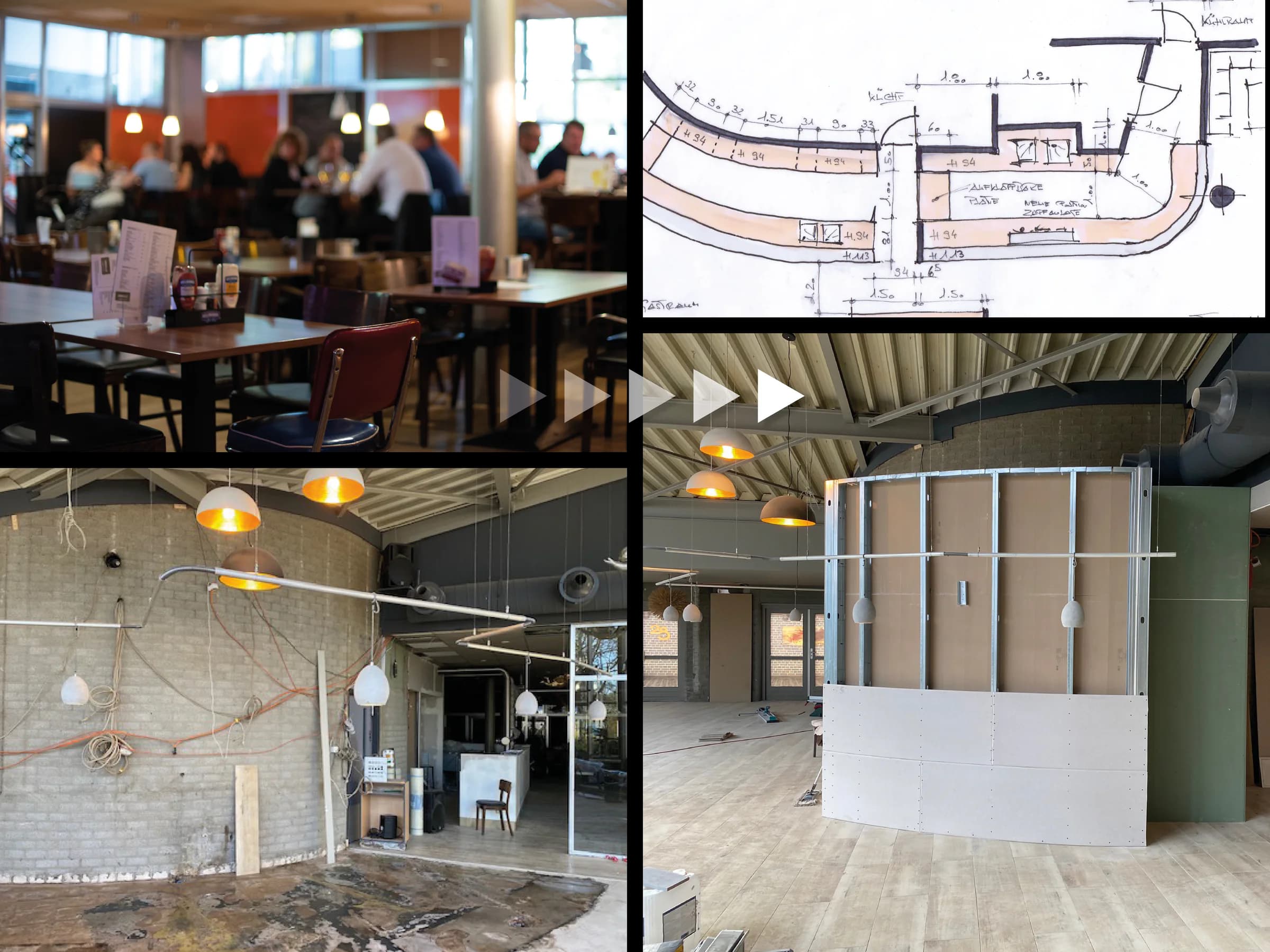 Bildcollage mit Sportsbar und Raumwirkung im XXL Sportcenter Duisburg