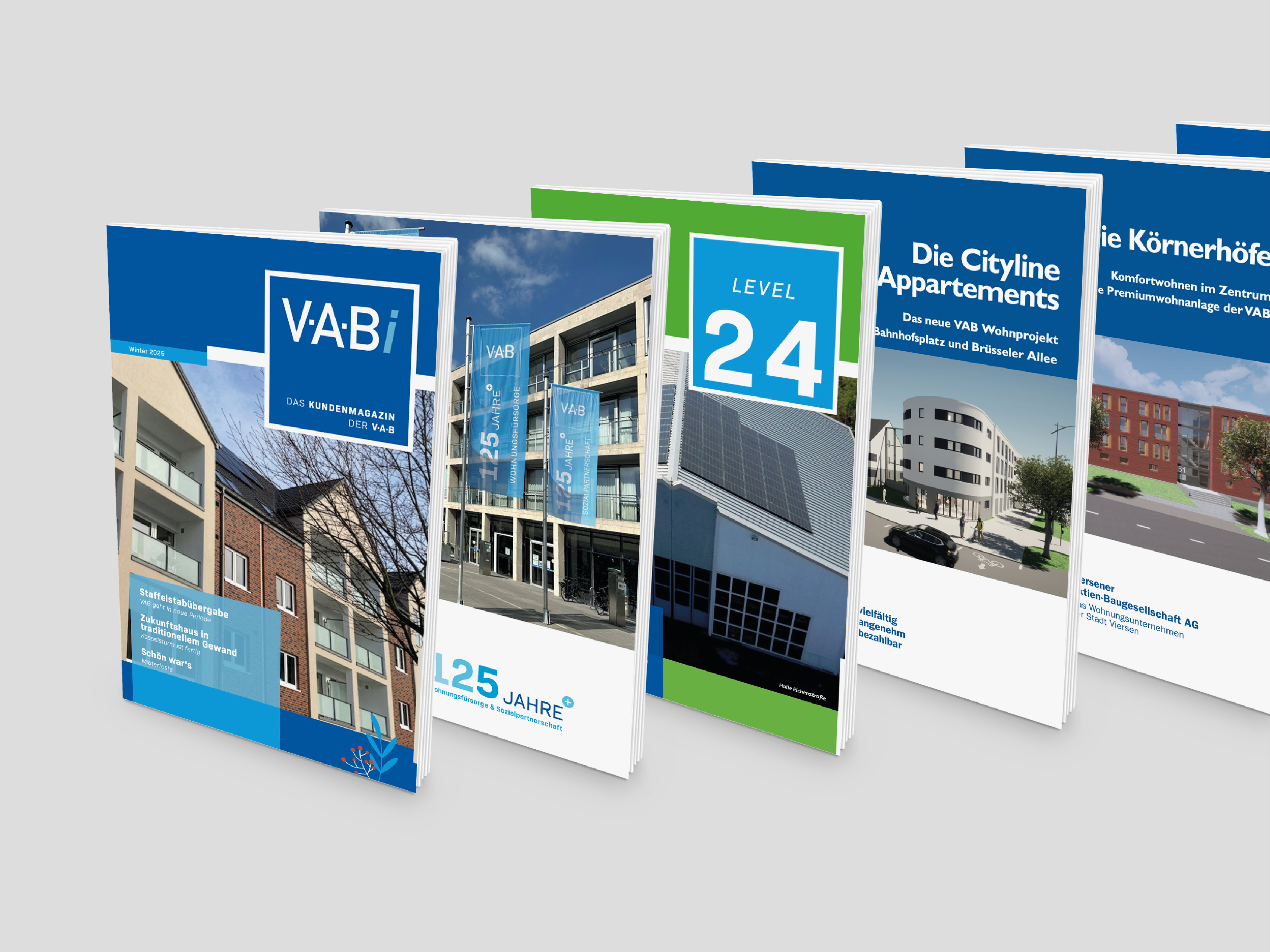 Magazincover und Publikationen von VAB Viersen in einer zusammenhängenden Darstellung